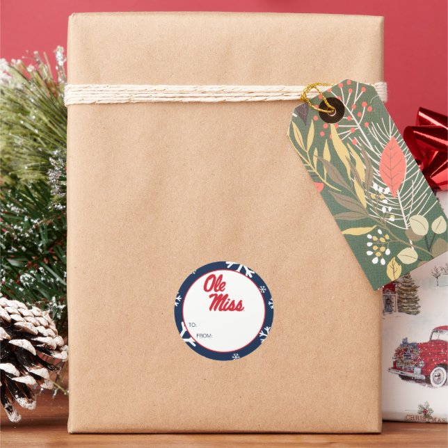 University of Mississippi | Ole Miss Script Classic Round Sticker (Holiday)