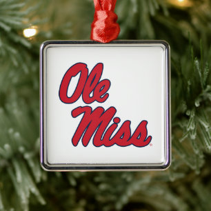 University of Mississippi   Ole Miss Script Metal Ornament