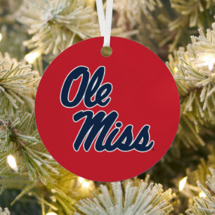 University of Mississippi Ole Miss Script Metal Tree Decoration