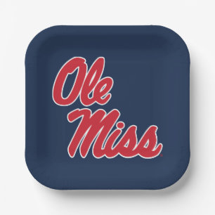 University of Mississippi   Ole Miss Script Paper Plate