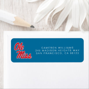 University of Mississippi   Ole Miss Script Return Address Label