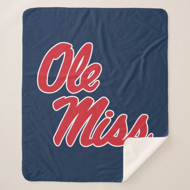 University of Mississippi | Ole Miss Script Sherpa Blanket (Front)