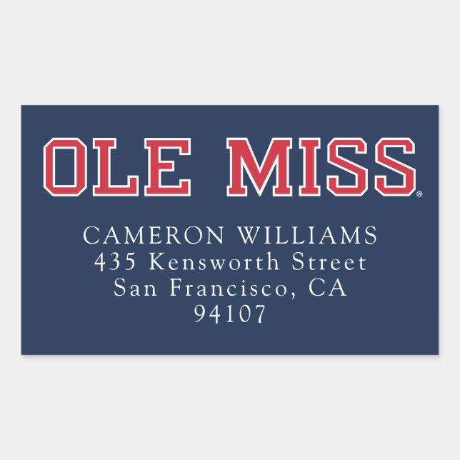 University of Mississippi | Ole Miss Wordmark Rectangular Sticker (Front)
