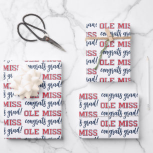 University of Mississippi   Ole Miss Wordmark Wrapping Paper Sheet