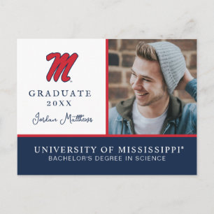 University of Mississippi   Script M Announcement Postcard