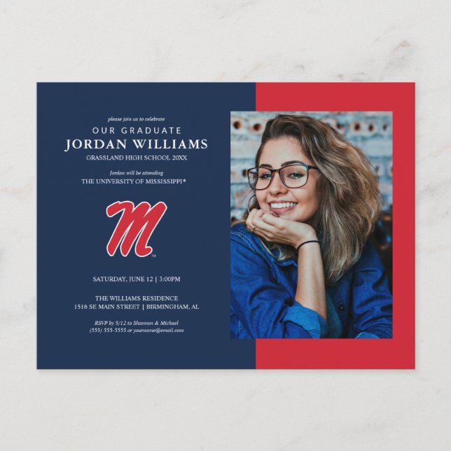 University of Mississippi | Script M Announcement Postcard (Front)