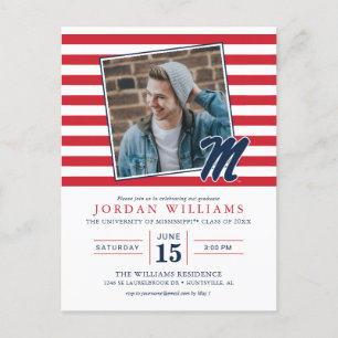 University of Mississippi   Script M Announcement Postcard