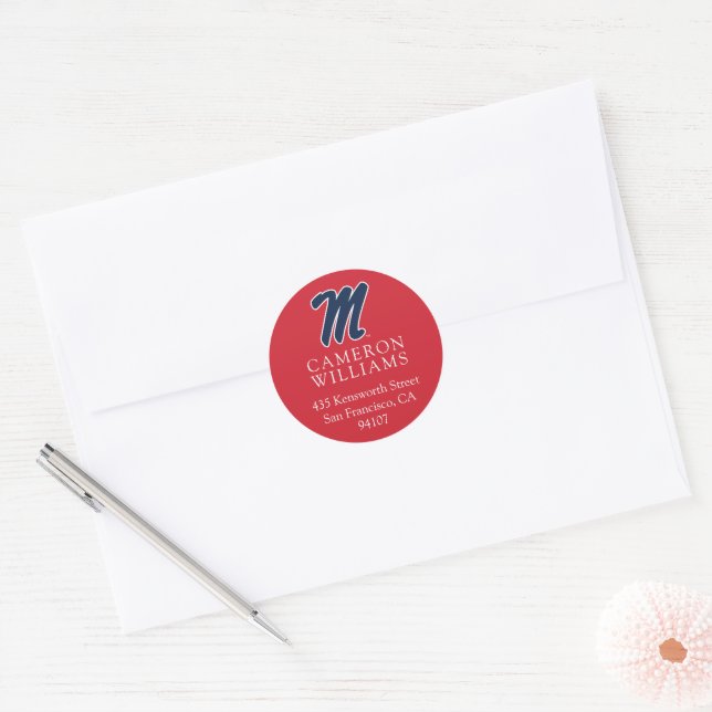 University of Mississippi | Script M Classic Round Sticker (Envelope)