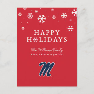 University of Mississippi Script M Holiday Postcard