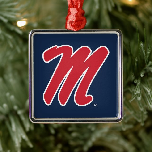 University of Mississippi | Script M Metal Ornament (Tree)