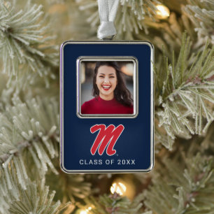 University of Mississippi Script M Silver Plated Framed Ornament