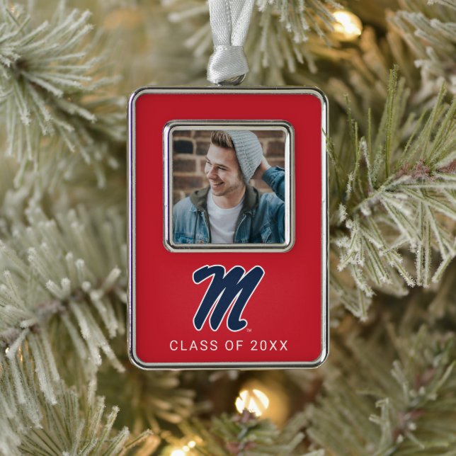 University of Mississippi | Script M Silver Plated Framed Ornament (Tree)