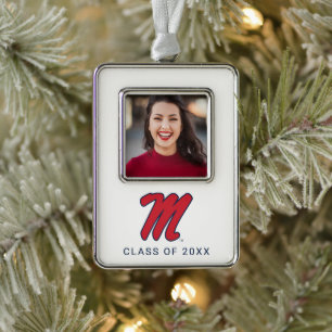 University of Mississippi Script M Silver Plated Framed Ornament