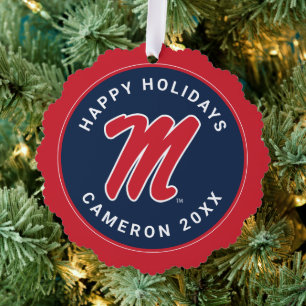University of Mississippi   Script M Tree Decoration Card