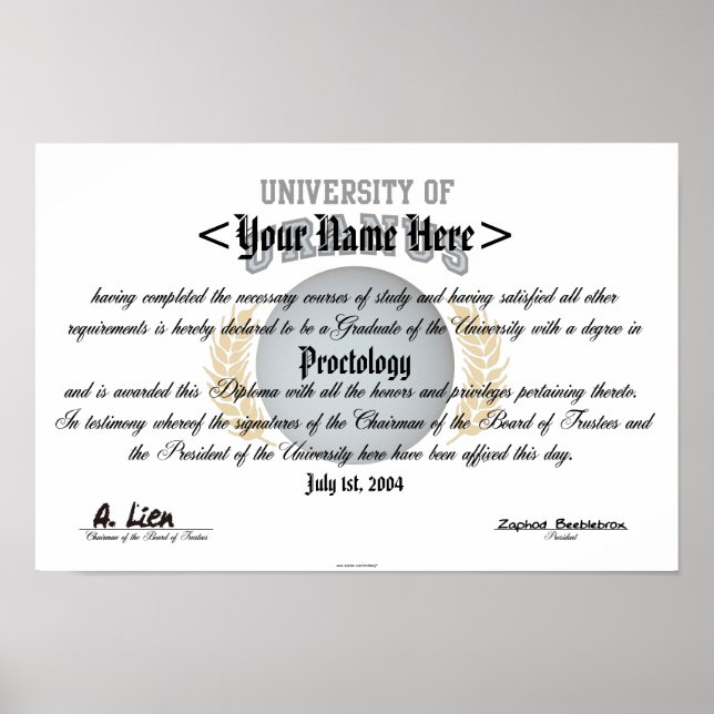 University of Uranus Diploma Poster (Front)