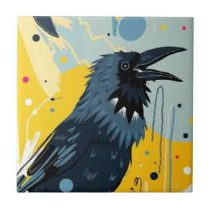 Unkempt Crow (mirror A) Ceramic Tile