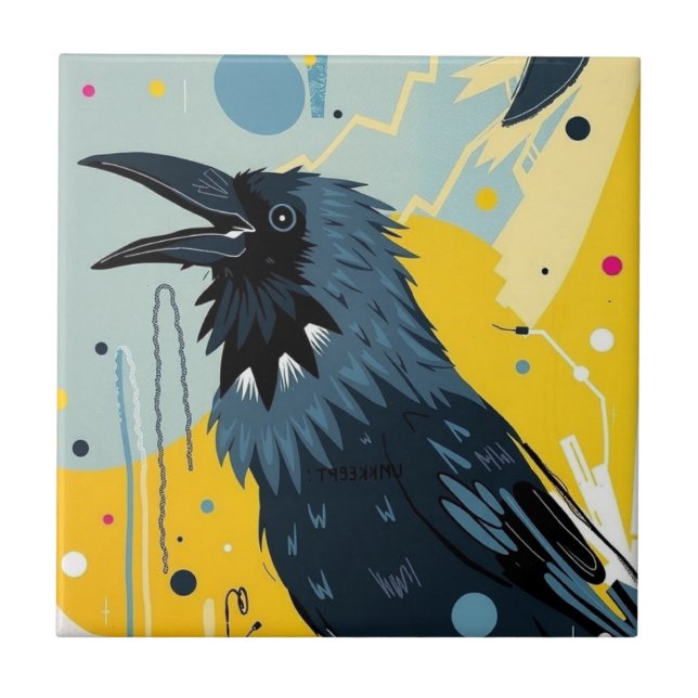 Unkempt Crow (mirror B)  Ceramic Tile (Front)