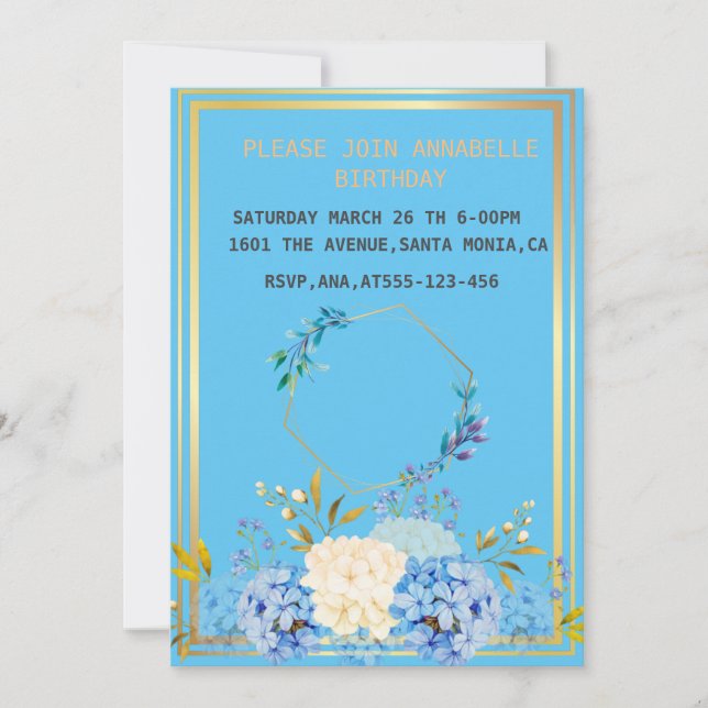 Unknown floral birthday invitation (Front)