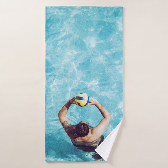 Unknown person playing beach volleyball bath towel (Bath Towel)