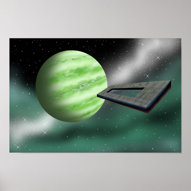 Unknown structure heading towards a planet. poster (Front)