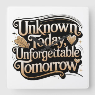 Unknown Today, Unforgettable Tomorrow Square Wall Clock