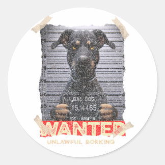 Unlawful Barking: The Doberman's Stern Warning Classic Round Sticker