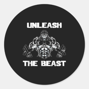 Unleahe Gorilla Bodybuilding Motivational Gift  Classic Round Sticker