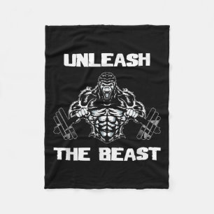 Unleahe Gorilla Bodybuilding Motivational Gift  Fleece Blanket