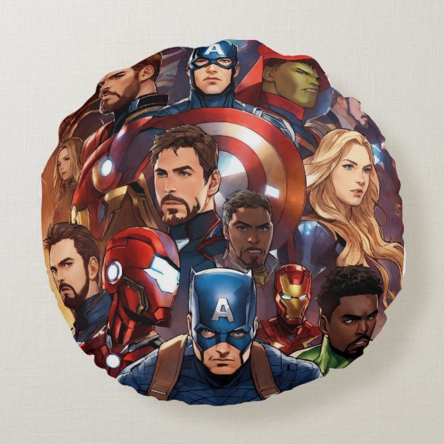 Unleash Superhero Relaxation in Every Round!" Round Cushion (Back)