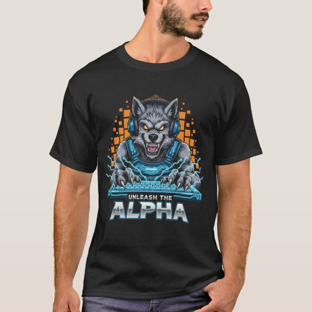 Unleash The Alpha Gamer Wolf Shirt | Cyberpunk Esp (Front)