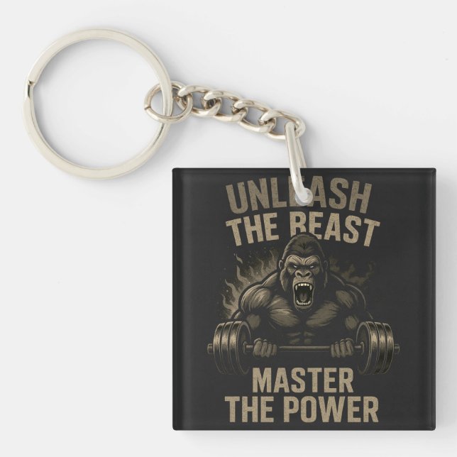 Unleash the Beast – Bodybuilding Power Gifts Key Ring (Front)