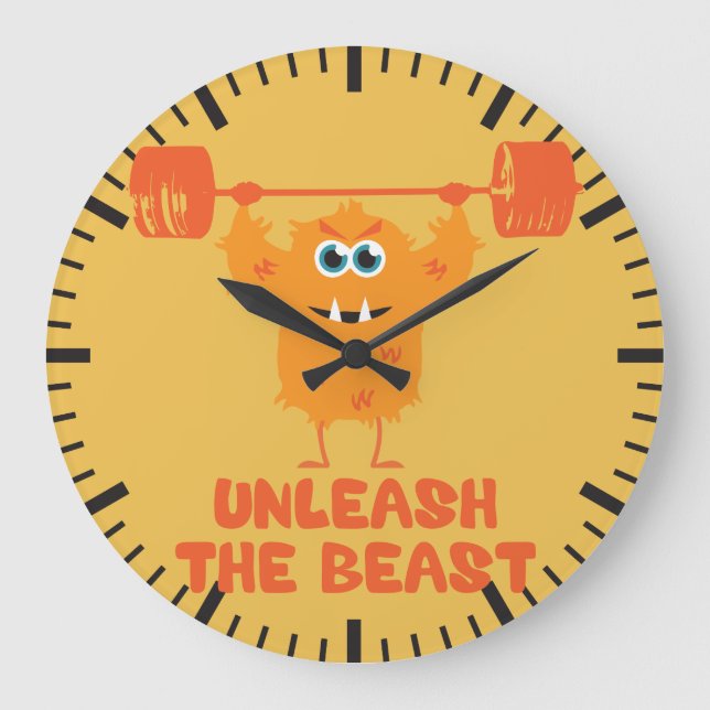 Unleash The Beast Gym Motivation Large Clock (Front)