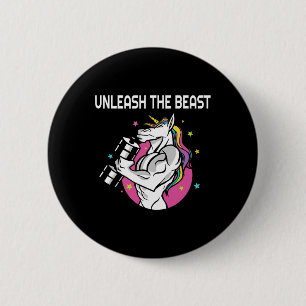 Unleash The Beast - Unicorn Gym Rat Magic Sparkle 6 Cm Round Badge