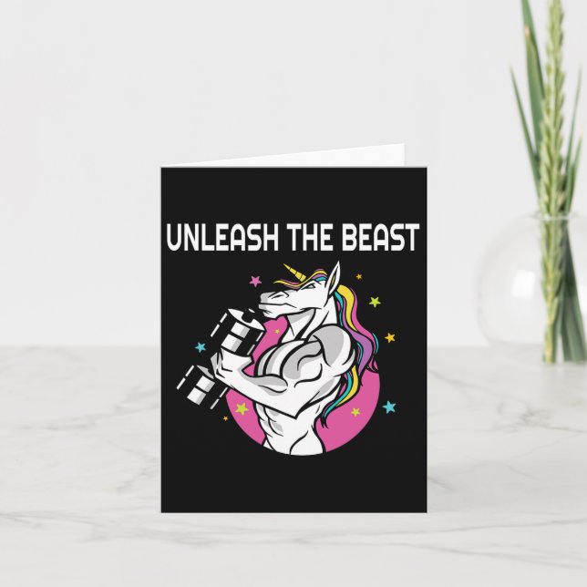 Unleash The Beast - Unicorn Gym Rat Magic Sparkle  Card (Front)