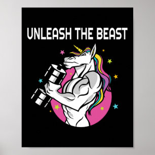 Unleash The Beast - Unicorn Gym Rat Magic Sparkle  Poster