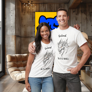 Unleash the Fire Within - Fierce Dragon Line Art T-Shirt