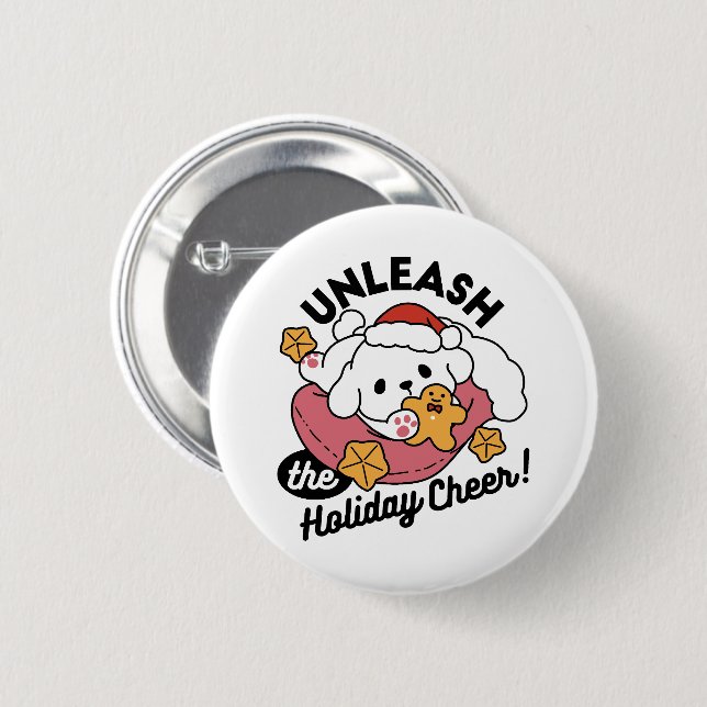 Unleash the Holiday Cheer – Cute Dog Christmas 6 Cm Round Badge (Front & Back)