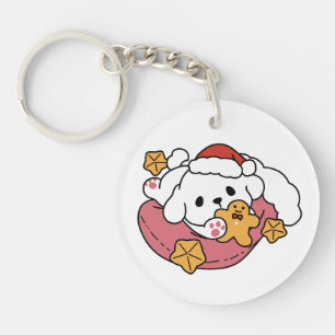 Unleash the Holiday Cheer – Cute Dog Christmas Key Ring