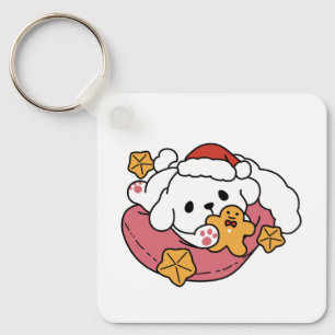 Unleash the Holiday Cheer – Cute Dog Christmas Key Ring