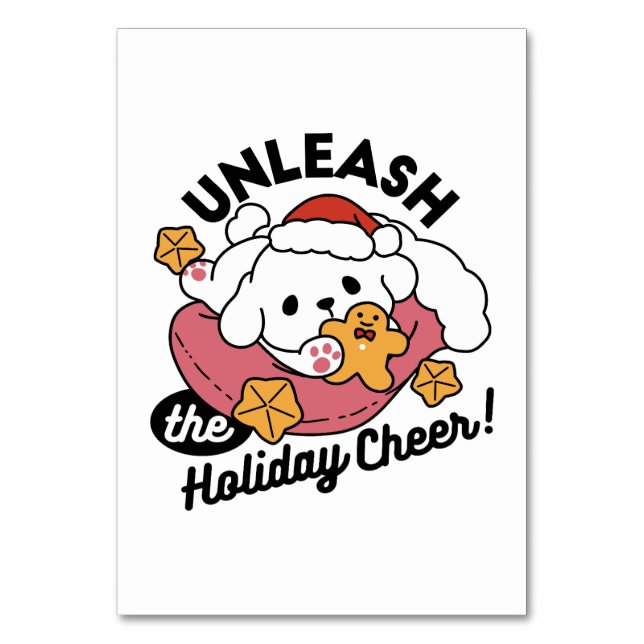 Unleash the Holiday Cheer – Cute Dog Christmas Table Number (Front)