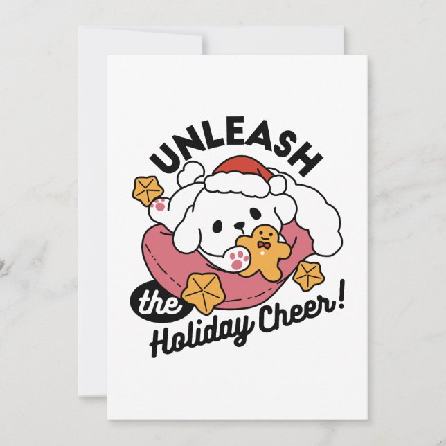 Unleash the Holiday Cheer – Cute Dog Christmas Thank You Card (Front)