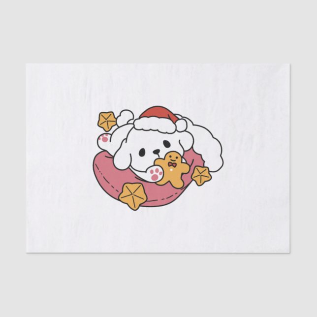 Unleash the Holiday Cheer – Cute Dog Christmas Tissue Paper (Front)