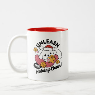 Unleash the Holiday Cheer – Cute Dog Christmas Two-Tone Coffee Mug