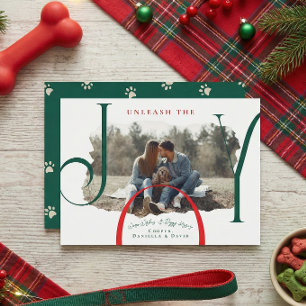 Unleash the Joy   Pet Photo Christmas Card