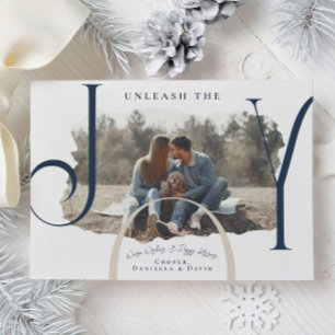 Unleash the Joy   Pet Photo Christmas Card