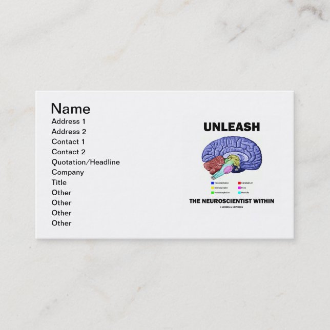 Unleash The Neuroscientist Within (Brain Anatomy) Business Card (Front)