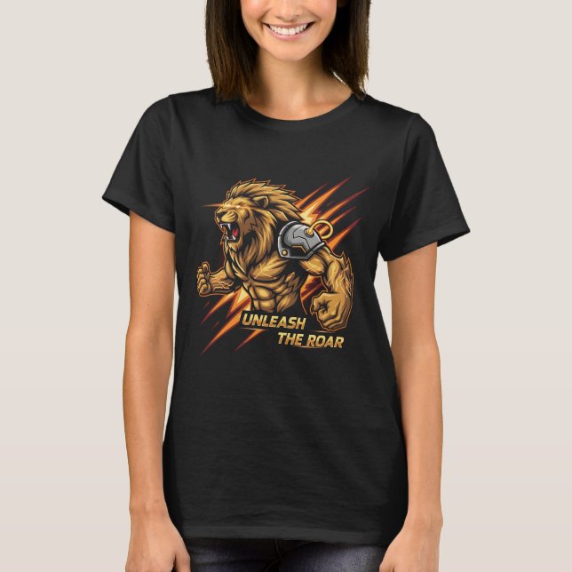 Unleash The Roar Lion T-Shirt | Epic Gaming Mascot (Front)