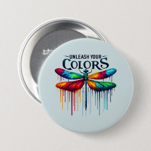 Unleash Your Colours - Artistic Dragonfly 7.5 Cm Round Badge