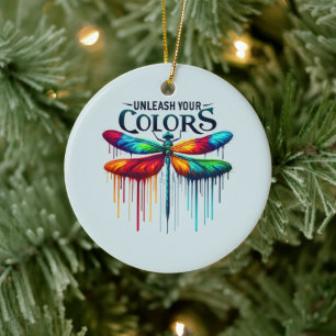 Unleash Your Colours - Artistic Dragonfly Ceramic Ornament
