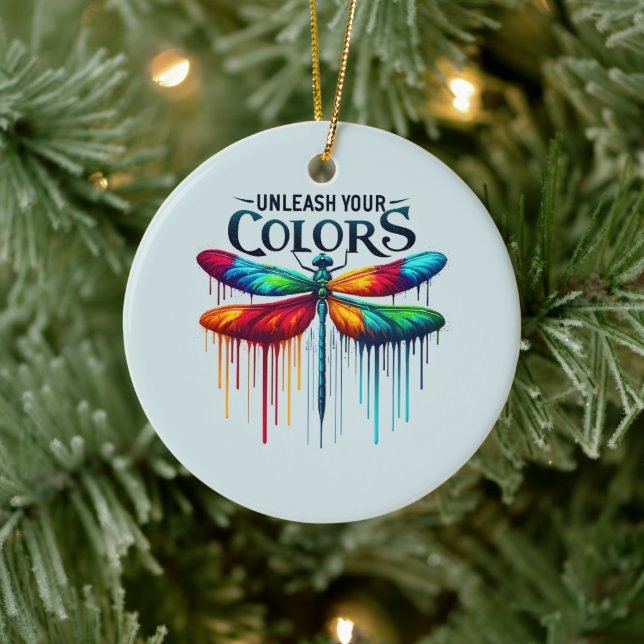 Unleash Your Colours - Artistic Dragonfly Ceramic Ornament (Tree)